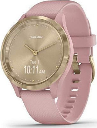 Garmin vivomove 3s, Gerçek Saat İbreleri ve Gizli Dokunmatik Ekrana Sahip Daha Küçük Boyutlu Hibrit Akıllı Saat, Pembe Kasa ve Kordonlu Açık Altın (Yenilendi)