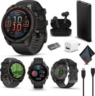 Garmin Fenix ​​8 47MM AMOLED Safir Premium Çoklu Spor GPS Akıllı Saat Siyah Gri Silikon Bantlı Karbon Gri DLC Titanyum, Dahili LED El Feneri,...