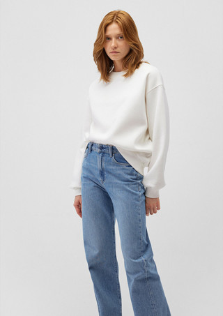Mavi Bisiklet Yaka Beyaz Basic Sweatshirt 1610198-70057