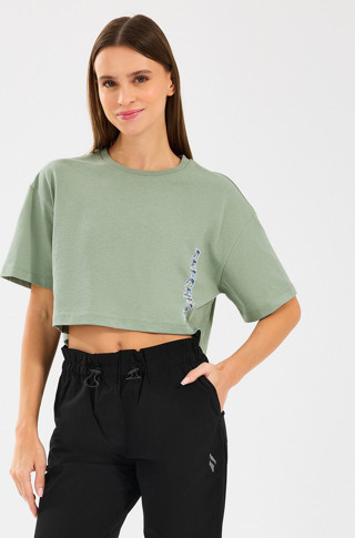 Skechers W Crop Fit Graphic Tee T-Shirt Kadın Mavi Tshirt S2510145-306