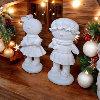 Dekorasyon Bahçesi El Yapımı Kurabiye Çocuk Figürü (2’Li Set) –- Ham Dekoratif Obje ** Boyanabilir Tasarım