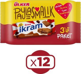 Ülker İkram Çikolata Kremalı Bisküvi 3x84 gr X 12 Adet