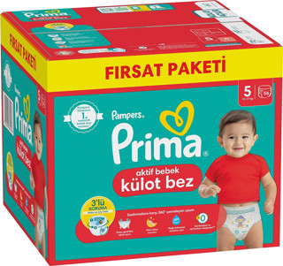Prima Külot Bebek Bezi 5 Beden Junior Fırsat Paketi 56 Adet - Standart Standart