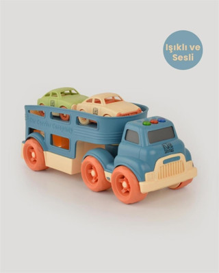 Let's Be Child Işıklı ve Sesli Taşıyıcı Tır ve 2 Minik Araç LC-31022 Çocuklar İçin Oyuncak Tır ve Arabalar