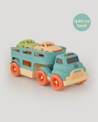 Let's Be Child Işıklı ve Sesli Taşıyıcı Tır ve 2 Minik Araç LC-31022 Çocuklar İçin Oyuncak Tır ve Arabalar