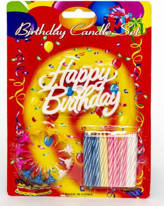 Rengarenk Mumlu Beyaz Happy Birthday Yazılı Doğum Günü Mumu 12 Adet (Timya/Go1395)  203808