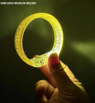 Sarı Led Işıklı Baskı Yapılabilen Pilli Bileklik Bilezik 1,5 cm Genişlik (Timya/Go1395)  203655