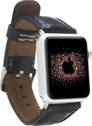 Apple Watch Uyumlu Deri Kordon 42-44-45mm RST1 Siyah