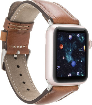 Apple Watch Uyumlu Deri Kordon 42-44-45mm RST2EF Taba