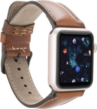 Apple Watch Uyumlu Deri Kordon 38-40-41mm RTST2EF Taba