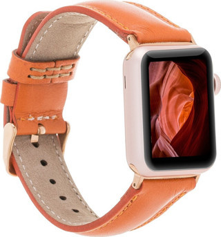 Apple Watch Uyumlu Deri Kordon 42-44-45mm F5 Taba