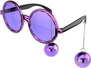 Disko Toplu Küpeli Parti Gözlüğü Mor Renk 15x16 cm (5047)