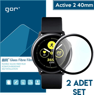 GOR Galaxy Watch Active 2 40mm 3D kavisli Nano Glass Ekran Koruyucu 2 Adet Set-(5775)