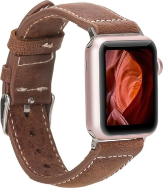 Apple Watch Uyumlu Deri Kordon 42-44-45mm NM1-AS2 Taba