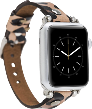 Apple Watch Uyumlu Deri Kordon 42-44-45mm ST Leopar NE