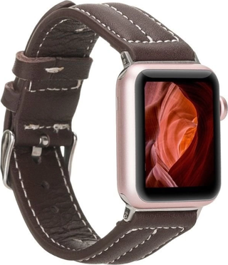 Apple Watch Uyumlu Deri Kordon 42-44-45mm NM3-AS3 Kahve