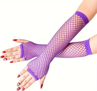 80’ler 90’lar Retro Mor File Parmaksız Eldiven 26 Cm