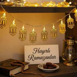 10 Adet Sarkıtlı Ramazan Fenerli LED Işık – Pilli 2 Metre Ramazan Süsü, İslami Dekorasyon, Ev ve Mekanlar İçin Dekoratif Ortam Aydınlatması (5314)