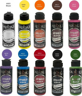Cadence Multisurface Akrilik Boya Seti 10 Ana Renk 120 Ml X 10 Renk + Eko Fırça Multisu