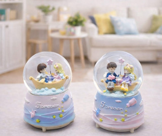 Büro Ev Ofis Dekoru için Tekli Müzikli Işıklı Sevgililer Kar Küresi