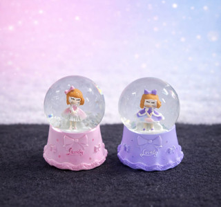 Büro Ev Ofis Dekoru için Tekli Mini Işıklı Sevimli Kız Kar Küresi