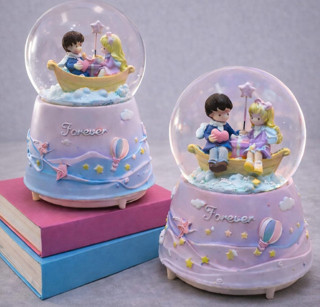 Büro Ev Ofis Dekoru için Tekli Maksi Forever Love Işıklı Kar Küresi