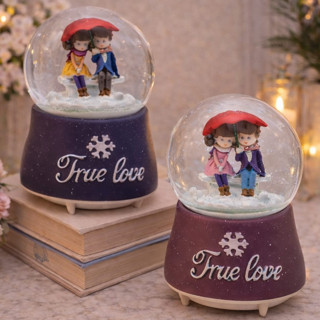 Büro Ev Ofis Dekoru için Tekli Maksi Şemsiyeli Sevgilile Kar Küresi