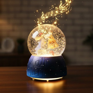 Büro Ev Ofis Dekoru için Pilli Led Işıklı Seyahat Tema Müzikli Kar Küresi