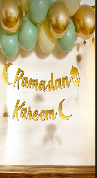 Ramadan Kareem Gold Kaligrafi Yazı Ledli Zincir Balon Ramazan Bayramı Oda Süsleme Seti