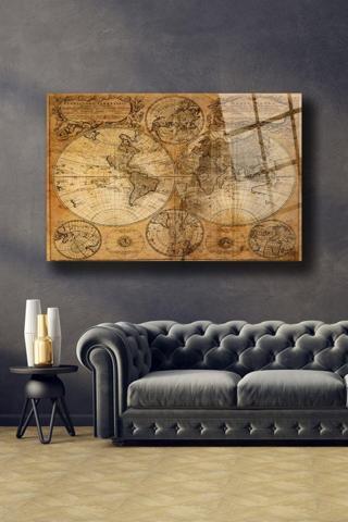 Pi Dekorasyon PET MUDO Eksitme Dünya Haritası Cam Tablo 70 x 110 Çok Renkli