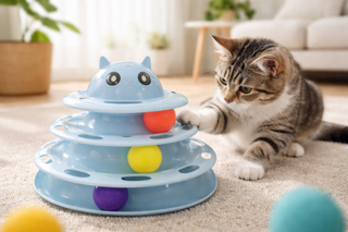 Runaway 3 Katlı Top Kanallı Kedi Oyuncağı Kedi Başlı