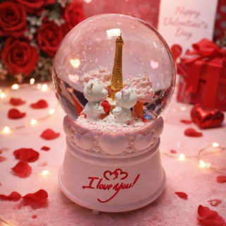 Uretti - Okay 5711 6119 Romantic Love Bear And Paris Işıklı ve Müzikli Kar Küresi / 80 cc