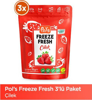 Pol's Freeze Fresh Çilek 15 g x 3 adet Dondurularak Kurutulmuş Meyve
