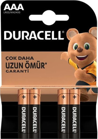 Duracell Lr03/Mn2400 Aaa İnce Alkalin Pil (4'Lü Paket)