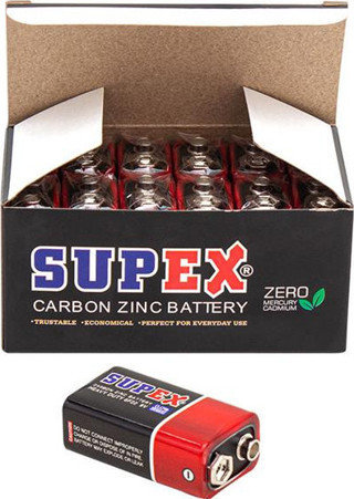 Supex 6F22 9 Volt Pil 12 'Li Paket