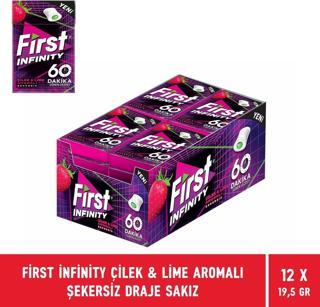 First Infinity 60 Dakika Çilek & Lime Aromalı Şekersiz Draje Sakız - 12 Adet