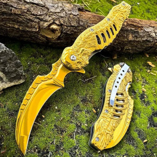 Browning Gold İskelet Tasarımlı Karambit Çakı - Kurukafa Kabzalı