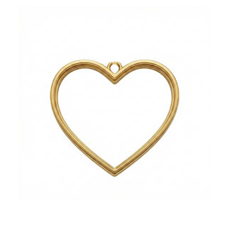 Epoksi Kalp Model Metal Kolye Takı Ucu (5 Adet)  Gold