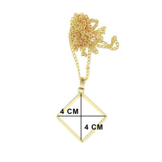 Epoksi Kare Model Metal Kolye Takı Ucu (5 Adet)  Gold