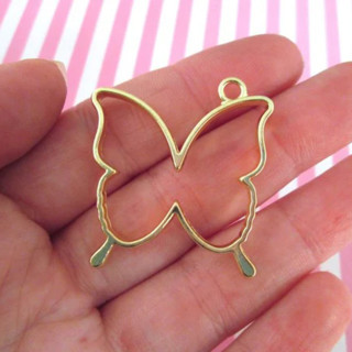 Epoksi Kelebek Model Metal Kolye Takı Ucu (5 Adet)  Gold