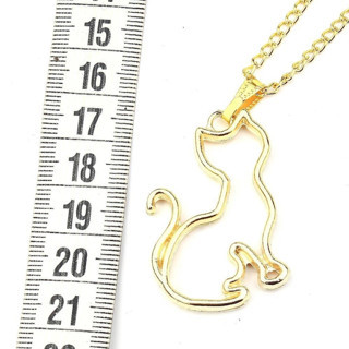 Epoksi Oturan Kedi Model Metal Kolye Takı Ucu (5 Adet)  Gold