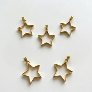 Epoksi Yıldız Model Metal Kolye Takı Ucu (5 Adet)  Gold