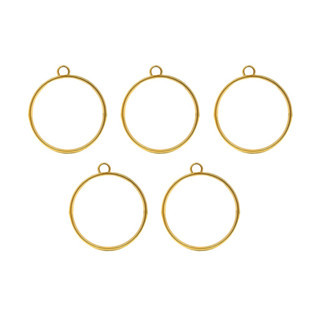 Epoksi Yuvarlak Daire Model Metal Kolye Takı Ucu (5 Adet)  Gold