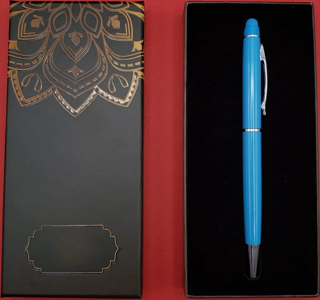 Mandala Desenli Kutulu Turkuaz Tükenmez Kalem