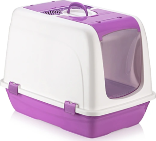 Mikopet Büyük Kapalı Kedi Tuvaleti Mor