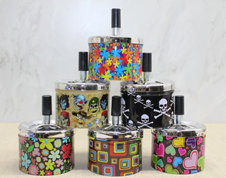 Metal Renkli Basmalı Küllük Yuvarlak