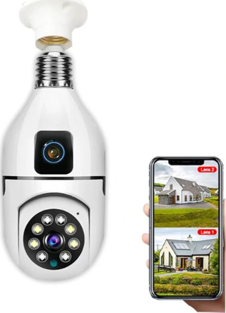 Çift Lensli Duy Girişli Kablosuz Ampul Kamera