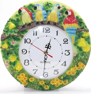 Duvara Asmalı Papağanlı Polyester Saat Alk1537