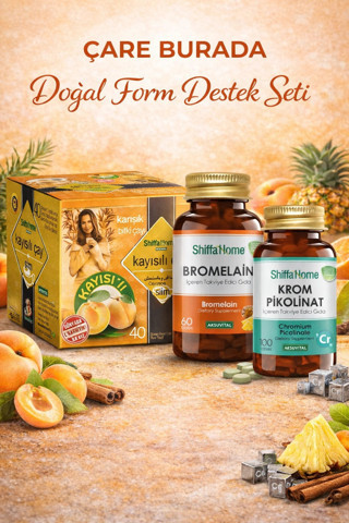 Çare Burada Doğal Form Destek Seti (40'lı Kayısılı Form Çay + Bromelain Kapsül + Krom PİKOLİNAT Kapsül)