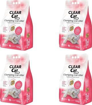 Clear Cat Pudralı Topaklanan Bentonit Kedi Kumu İnce 10 Kg X 4 Adet